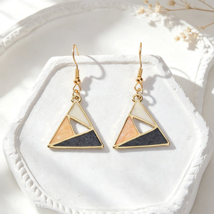 Boho Enamel Triangle Drop Earrings Geometric Color Block Design Daily Officework Vacation Jewelry-2
