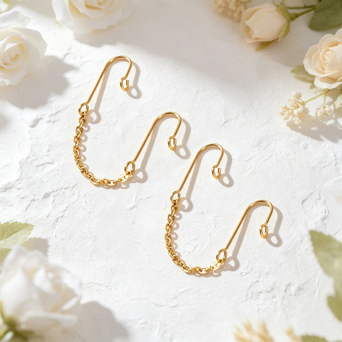 Dainty Linked Chain Ear Cuff No Piercing Silver Gold Cartilage Ear Clip Earrings-2