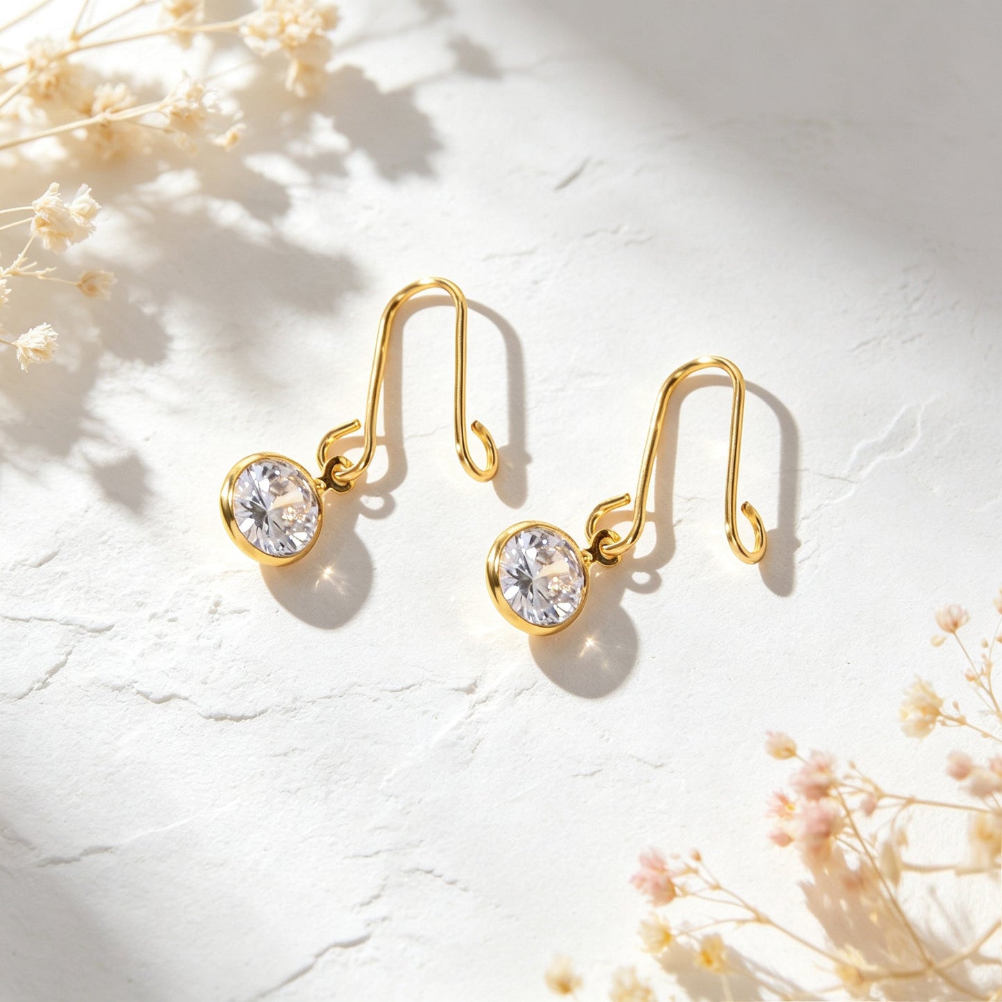 2PCS Luxury Elegant Shiny Rhinestone Drop Ear Cuffs Non Piercing Gold Ear Clips-2