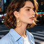 Modern Geometric Circle Dangle Earrings Minimalist Double Hoop Disc Design Daily Officework Jewelry-0