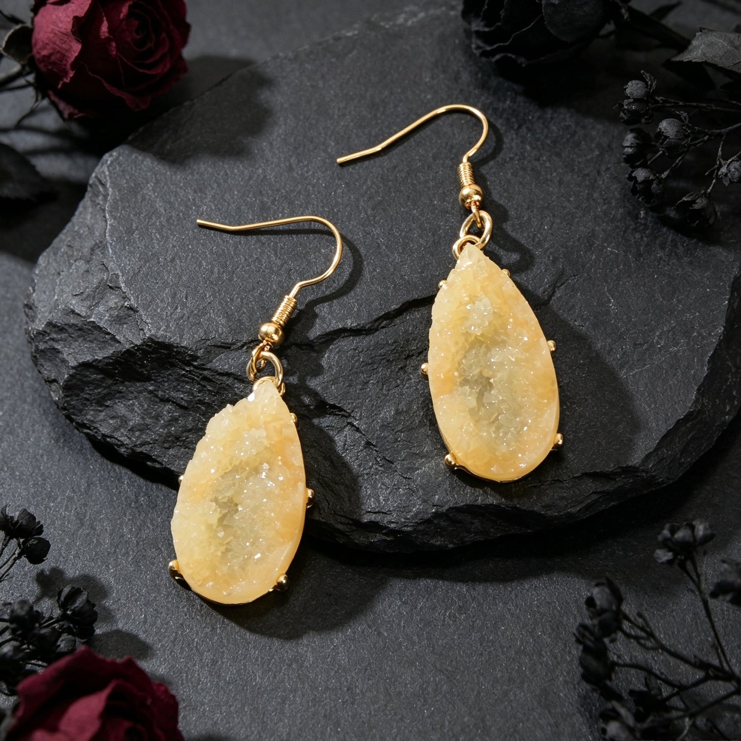Retro Resin Water Drop Earrings Elegant Party Beach Vacation Jewelry Accessories-3