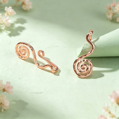2pcs Delicate Rose Gold No Piercing Geometric Ear Cuffs Elegant Daily Jewellery-3