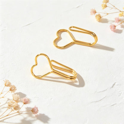 Hollow Heart Ear Cuff Non Piercing Gold Ear Clips Minimalist Cartilage Jewellery-2