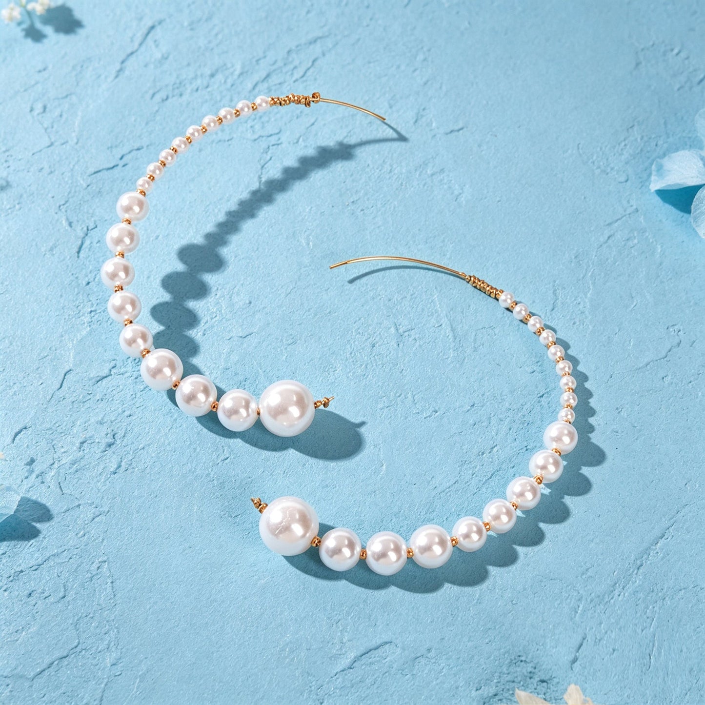 Big C Shape Imitation Pearl Hoop Stud Earrings Elegant Wedding Vacation Party Jewelry-2