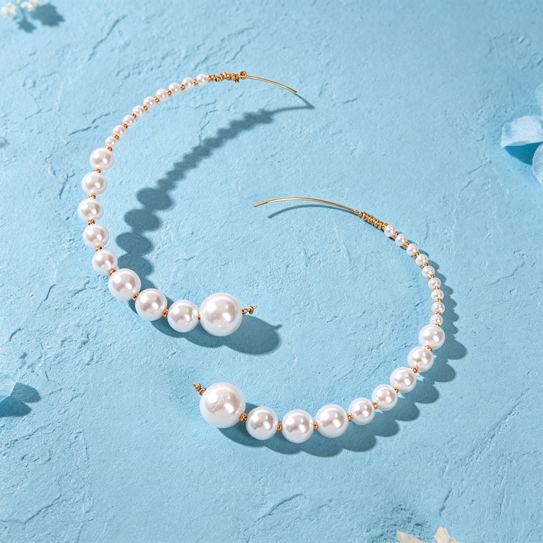 Big C Shape Imitation Pearl Hoop Stud Earrings Elegant Wedding Vacation Party Jewelry-2