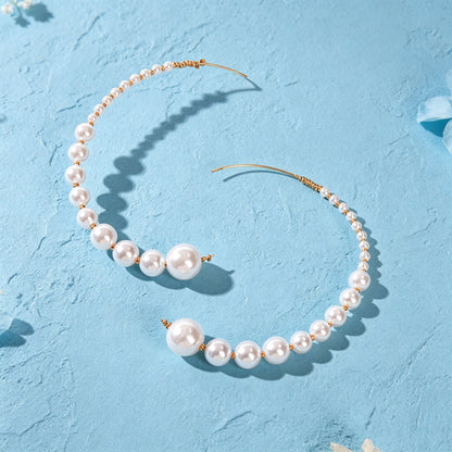 Big C Shape Imitation Pearl Hoop Stud Earrings Elegant Wedding Vacation Party Jewelry-2