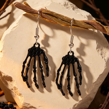 Black Skeleton Ghost Hand Dangle Earrings Gothic Halloween Cosplay Accessories Punk Rock Music Festival Jewelry-2