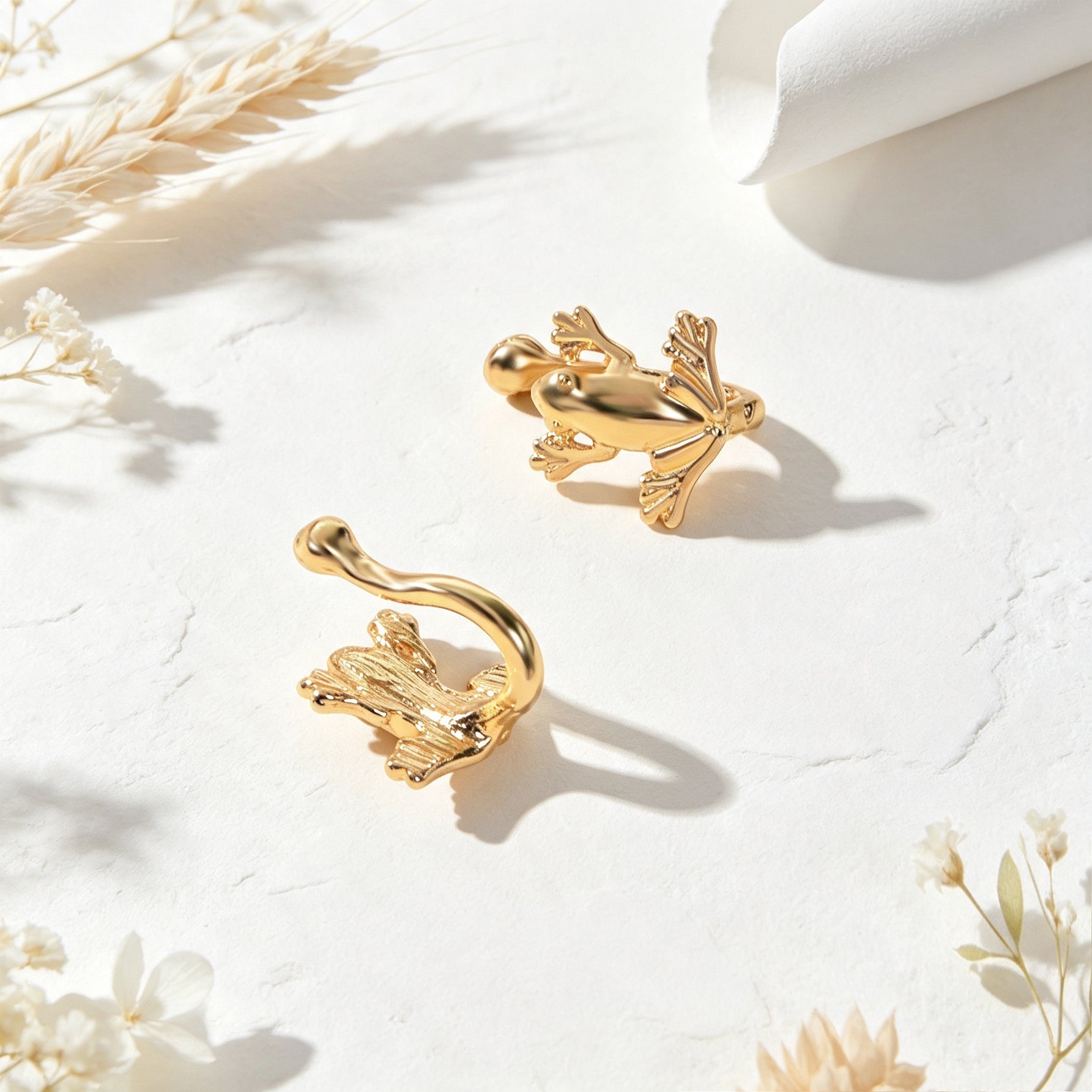 2pcs Gold Tiny Flower Ear Cuffs Non-Pierced Cartilage Ear Clips Dainty Jewellery-3