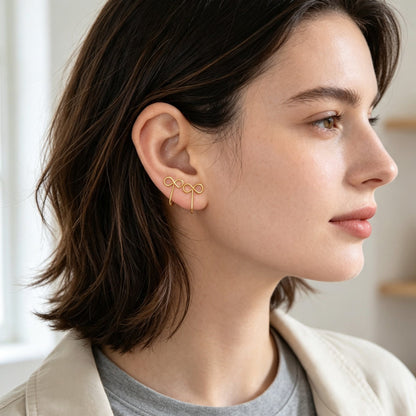 2pcs Minimal Bow Ear Cuff Gold Non-Pierced Cartilage Ear Clips Sweet Jewellery-0
