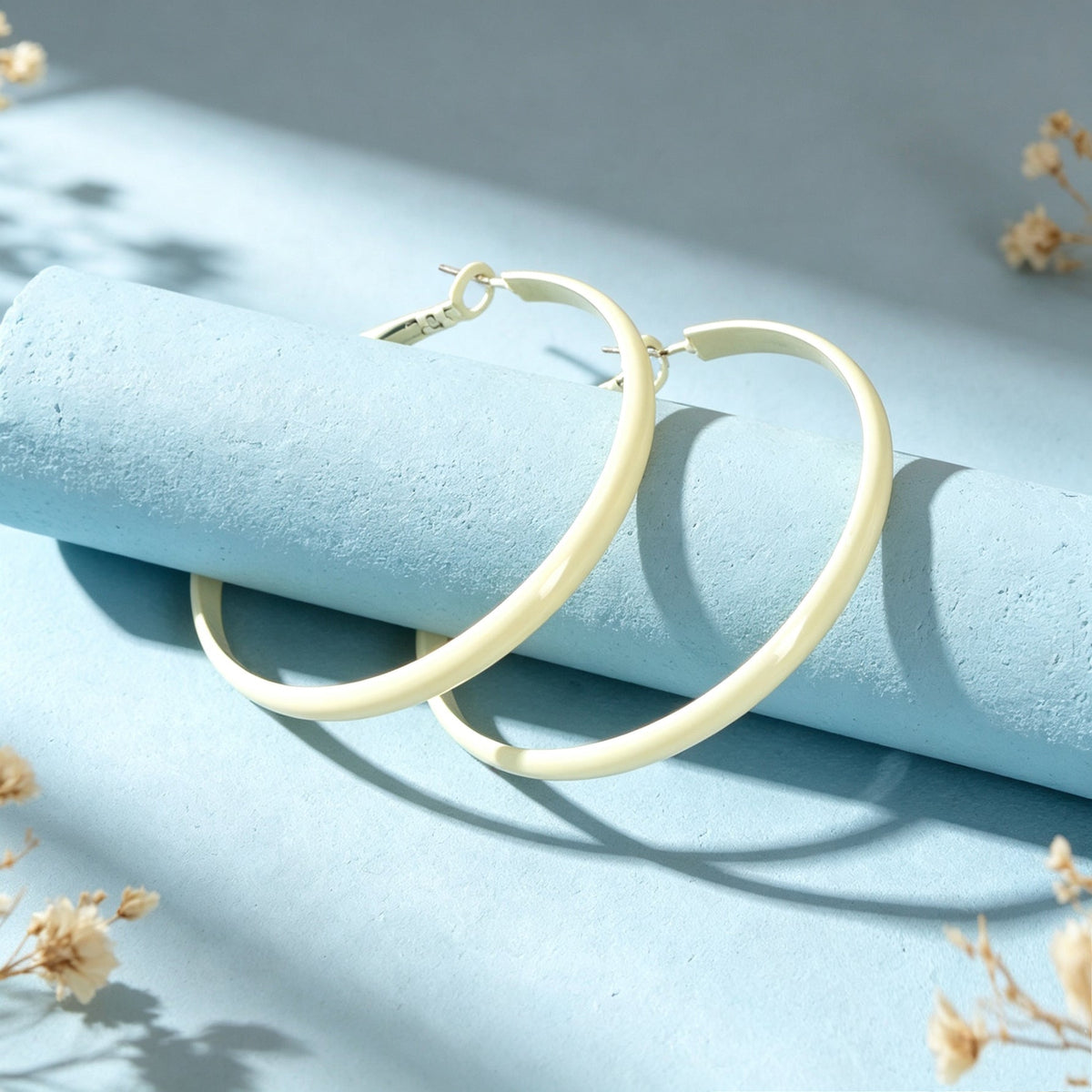 Minimalist Beige Big Round Hoop Earrings Daily Party Beach Vacation Statement Jewelry-2