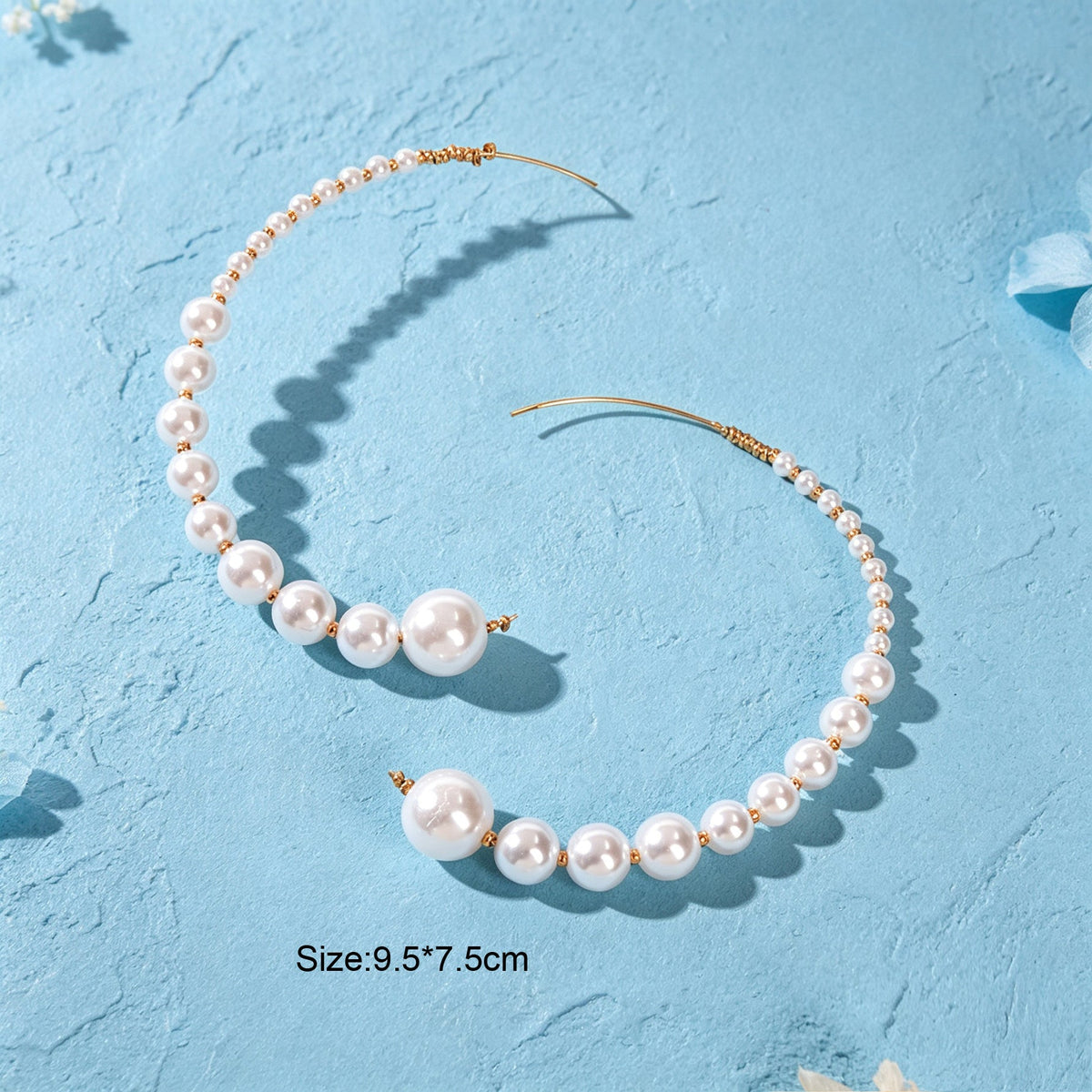 Big C Shape Imitation Pearl Hoop Stud Earrings Elegant Wedding Vacation Party Jewelry-3