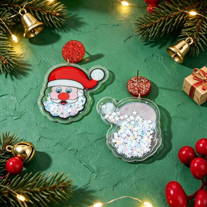 Festive Xmas Red Disc Santa Dangle Earrings Christmas Party Costume Accessories-2