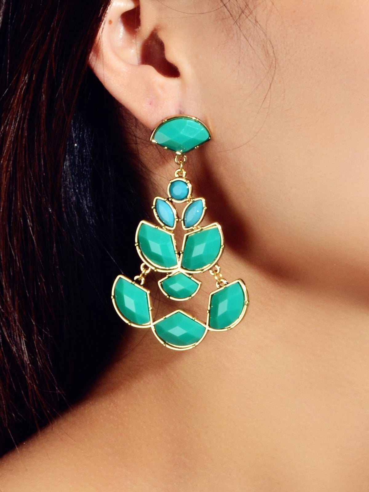 Ethnic Jewellery Black Green Geometric Chandelier Dangle Earrings Women Gift-0