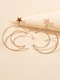 Trendy Minimalist Jewellery Gold Silver Star Moon Dangle Earrings Accessories-0