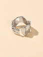 Designer Gold Silver Metal Irregular Geometric Chunky Open Cuff Finger Ring Gift-4