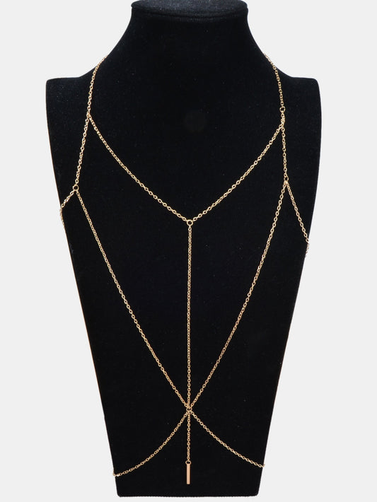Sexy Gold Bikini Beach Body Chain Layered Chest Harness Belly Waist Jewellery-0