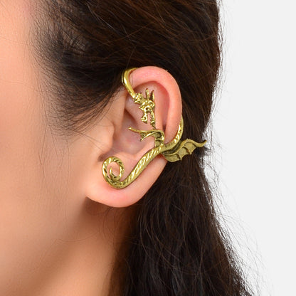 1 pc Punk Antique Gold Silver Flying Dragon Cartilage Ear Cuffs Crawler Earrings-3