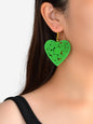 Nice Collection Colorful Wood Flower Pattern Hollow Heart Dangle Ladies Earrings-4
