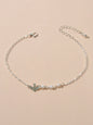 Silver Colour Chain Pearl Decor Bird Bracelet Girls Teens Minimalist Jewellery-0