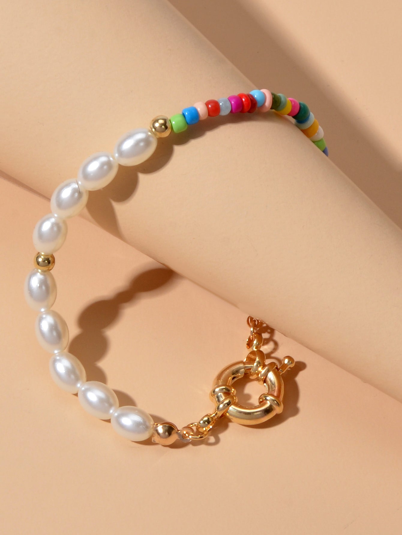 Colorful Bead Faux Pearl Handmade Bracelet Women Boho Chic Seed Beads Jewellery-4