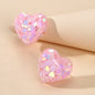 Love Heart Handmade Sparkle Glitter Stud Sequins Pierced Earrings Resin Jewelry-5