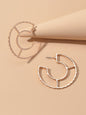 Party Decoration Gold Metal Hollow Personality Stud Hoop Huggie Pierced Earrings-0