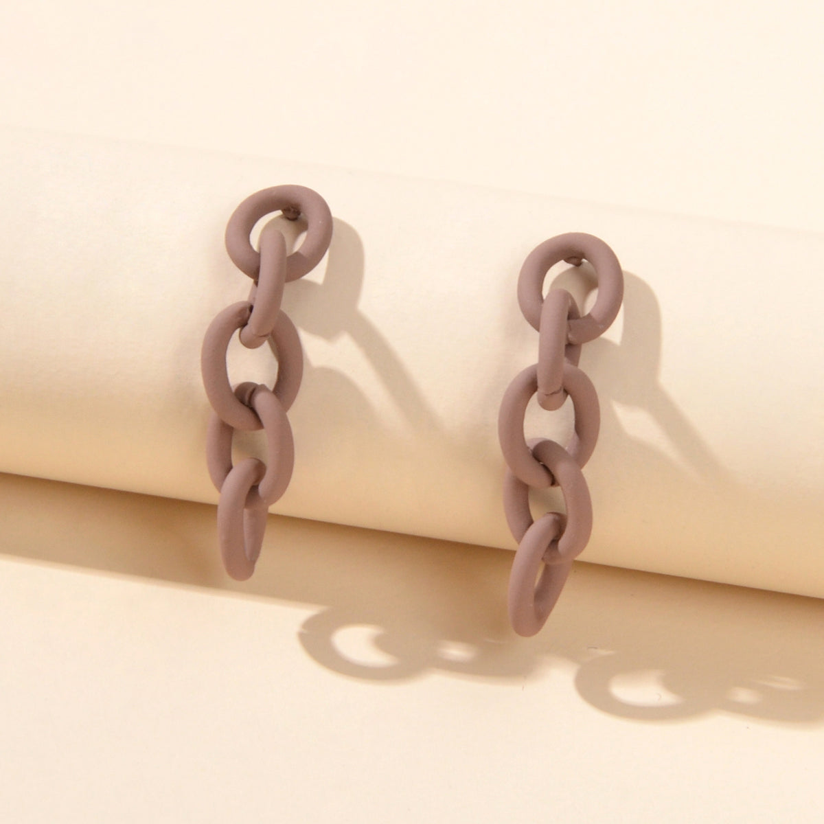 Party Decoration for Women Brown Lock Chain Dangle Hypoallergenic Stud Earrings-0