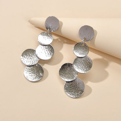 Circle Disc Coin Geometric Flat Brushed Geometric Statement Earrings Gift-4