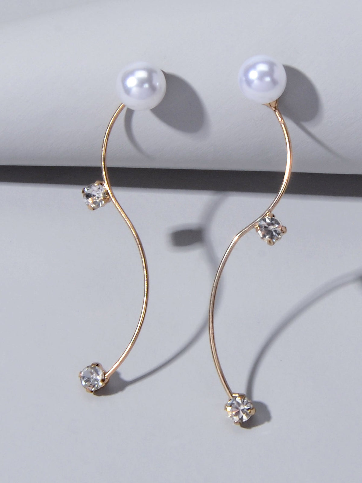 Classics Faux Zircon Pearl Gold Silver Metal S Earrings Ear Jacket Accessories-0