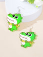 Cute Dinosaur Pendant Earrings Adorable Jurassic Style Statement Jewellery Gift-1