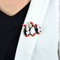 Cartoon Enamel Lovely Three Penguins Skate Brooch Pin Badge Christmas Jewellery-0