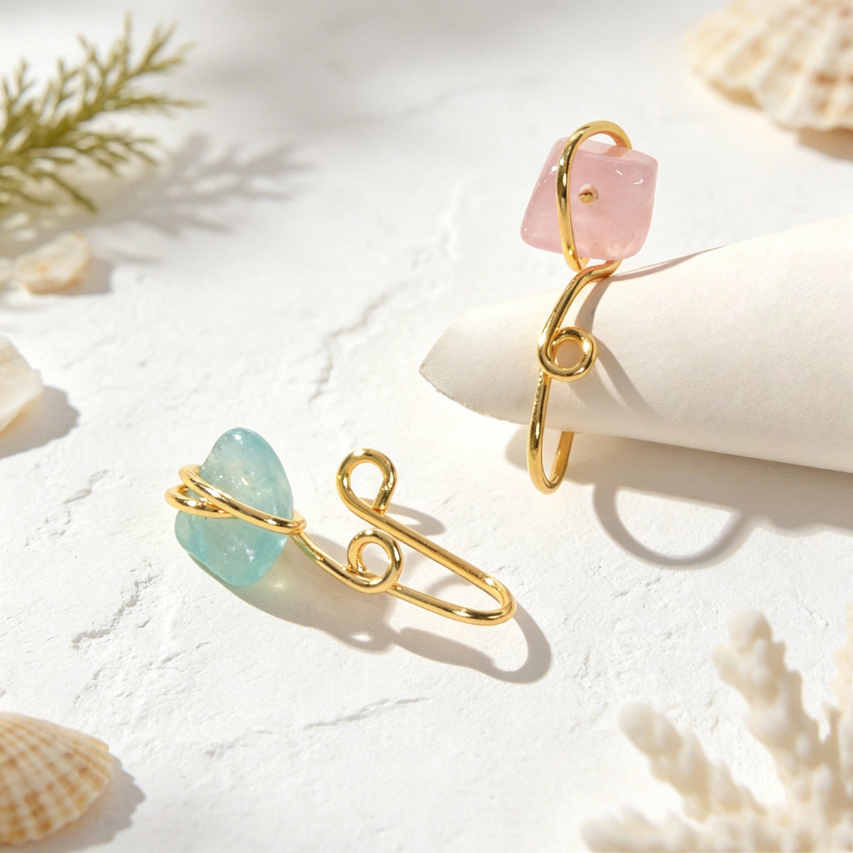Irregular Stone Ear Cuffs No Piercing Cartilage Ear Clips Gold Earrings Jewelry-3