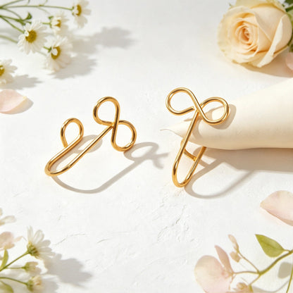 2pcs Minimal Bow Ear Cuff Gold Non-Pierced Cartilage Ear Clips Sweet Jewellery-3