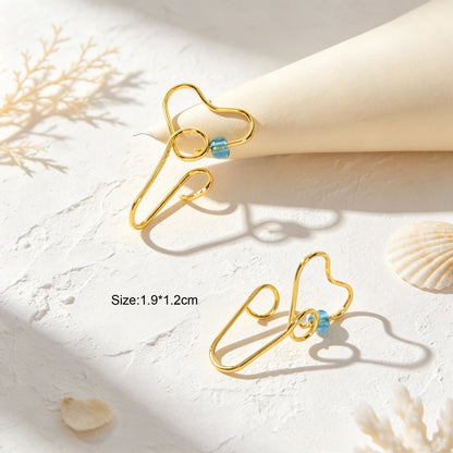2pcs Beads Gold Hollow Love Heart Ear Cuff Earring Daily Gathering Festival Gift-3