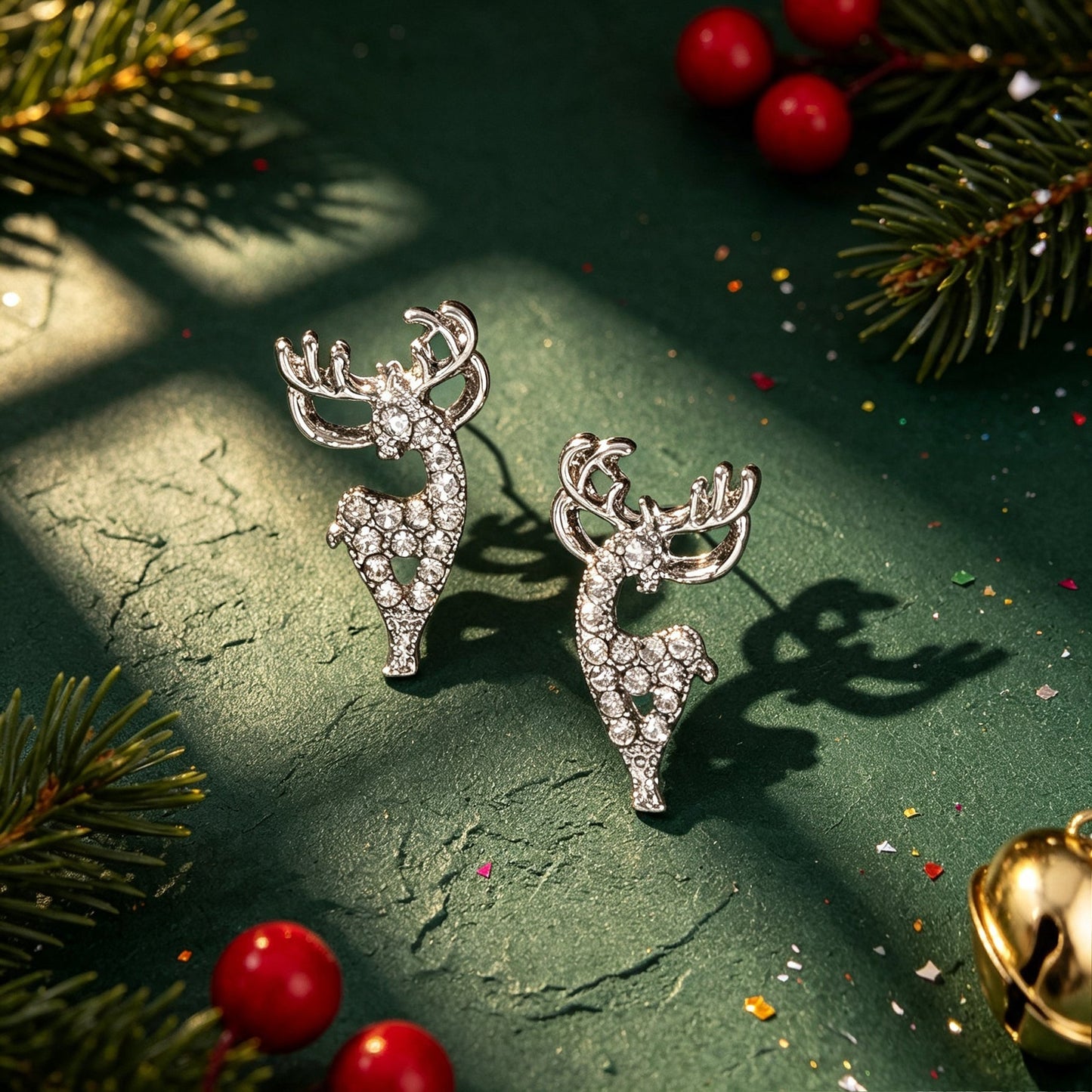 Sparkling Rhinestone Silver Reindeer Stud Earring Christmas Xmas Fashion Jewelry-3