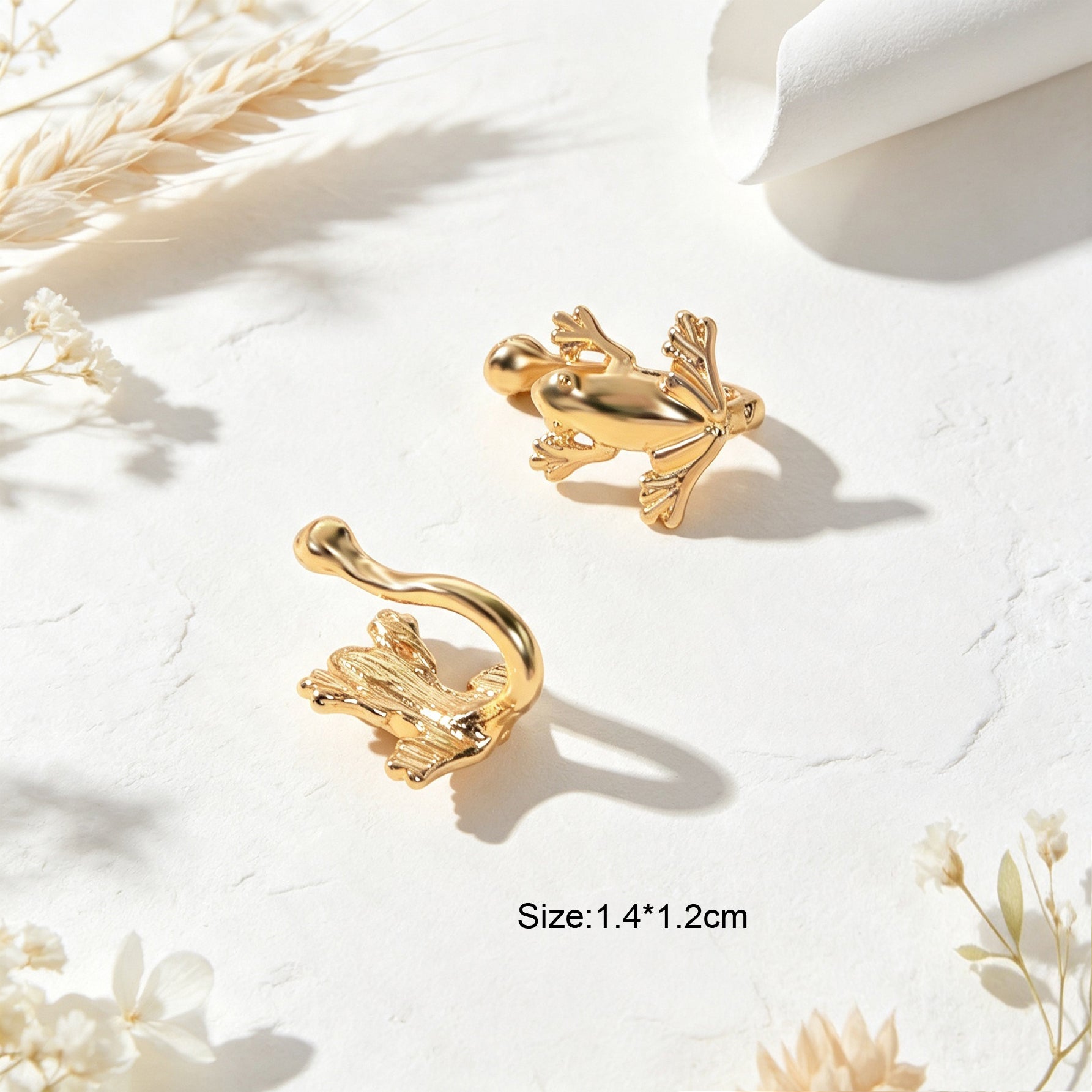 2pcs Gold Tiny Flower Ear Cuffs Non-Pierced Cartilage Ear Clips Dainty Jewellery-4