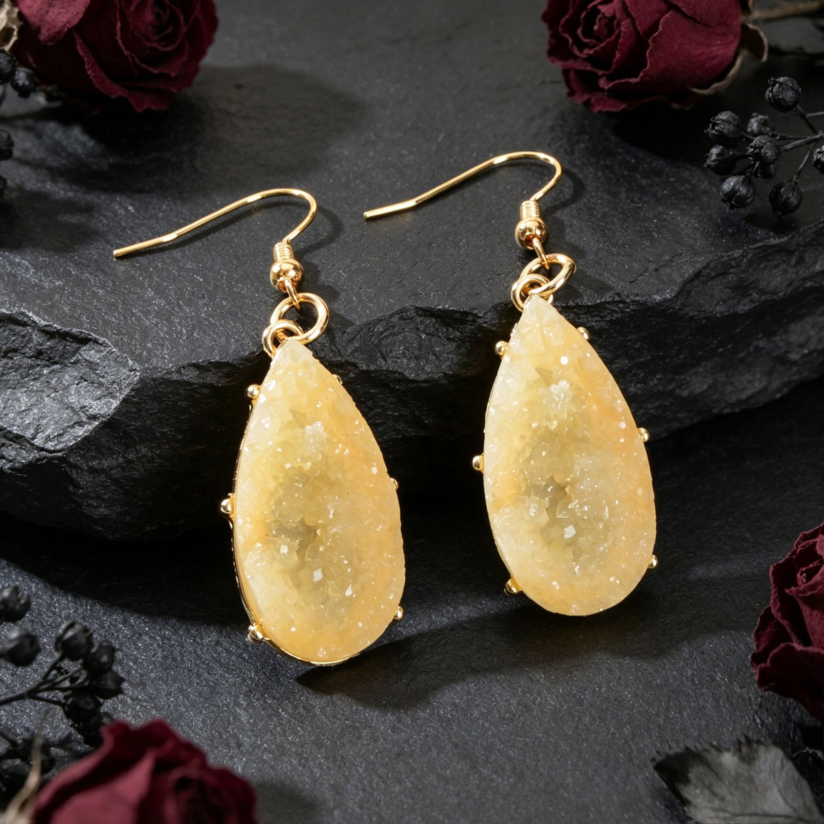 Retro Resin Water Drop Earrings Elegant Party Beach Vacation Jewelry Accessories-4