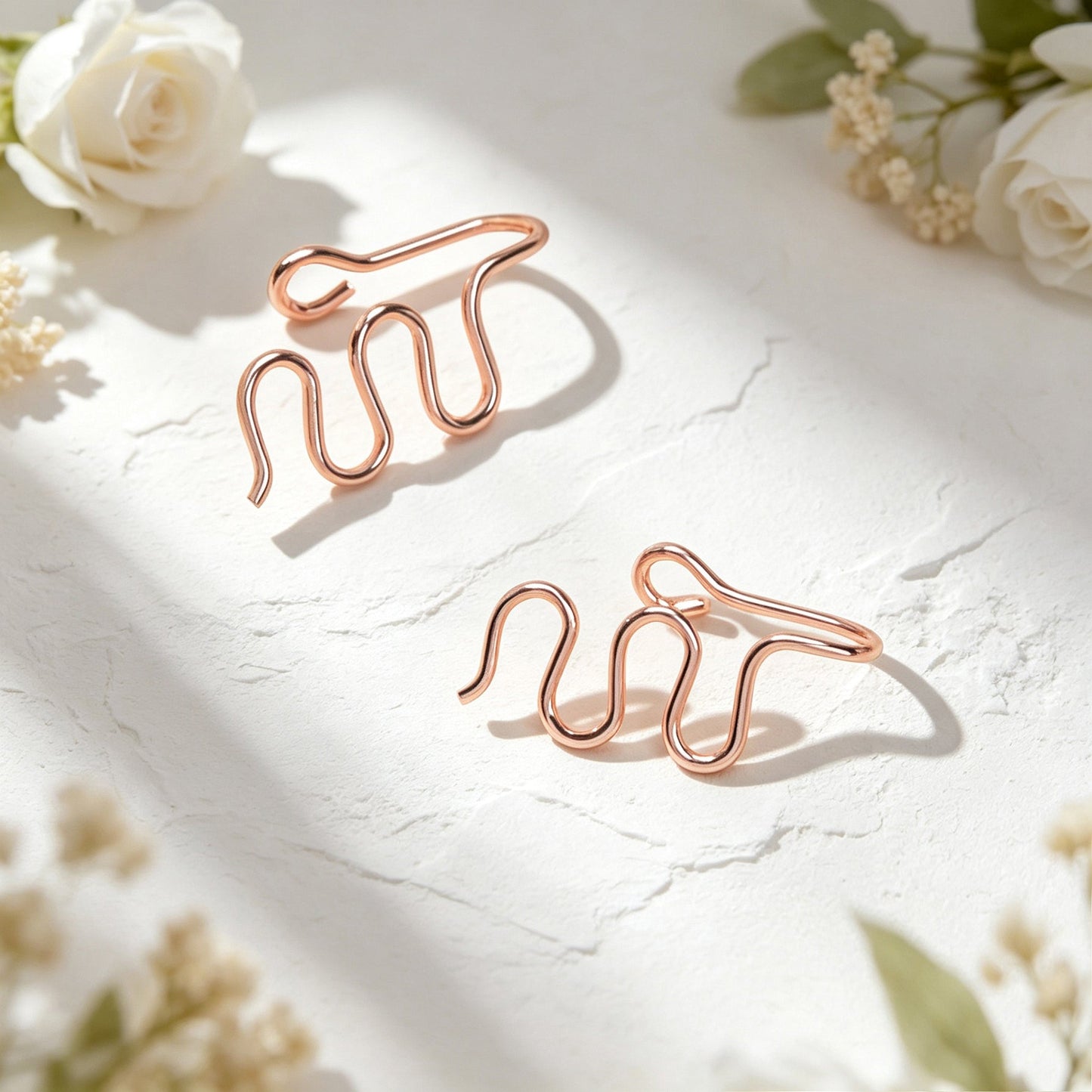Trendy Wavy Wire Ear Cuffs No Piercing Rose Gold Non-Pierced Cartilage Ear Clips-2