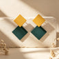 Retro Two Tone Geometric Square Stud Earrings Elegant Daily Party Jewelry Gift-1