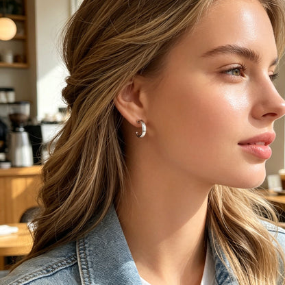 3 Pairs Punk C Shaped Stackable Hoop Stud Earrings Set Gold Silver Black Simple Daily Street Jewelry-1
