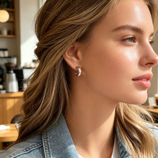 3 Pairs Punk C Shaped Stackable Hoop Stud Earrings Set Gold Silver Black Simple Daily Street Jewelry-1