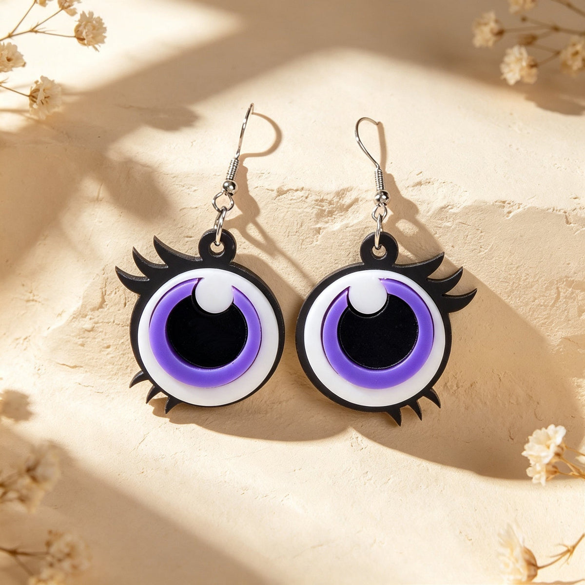 Y2k Playful Purple Eye Statement Earrings Nightclub Party Cosplay Personality Jewelry Accessories-3