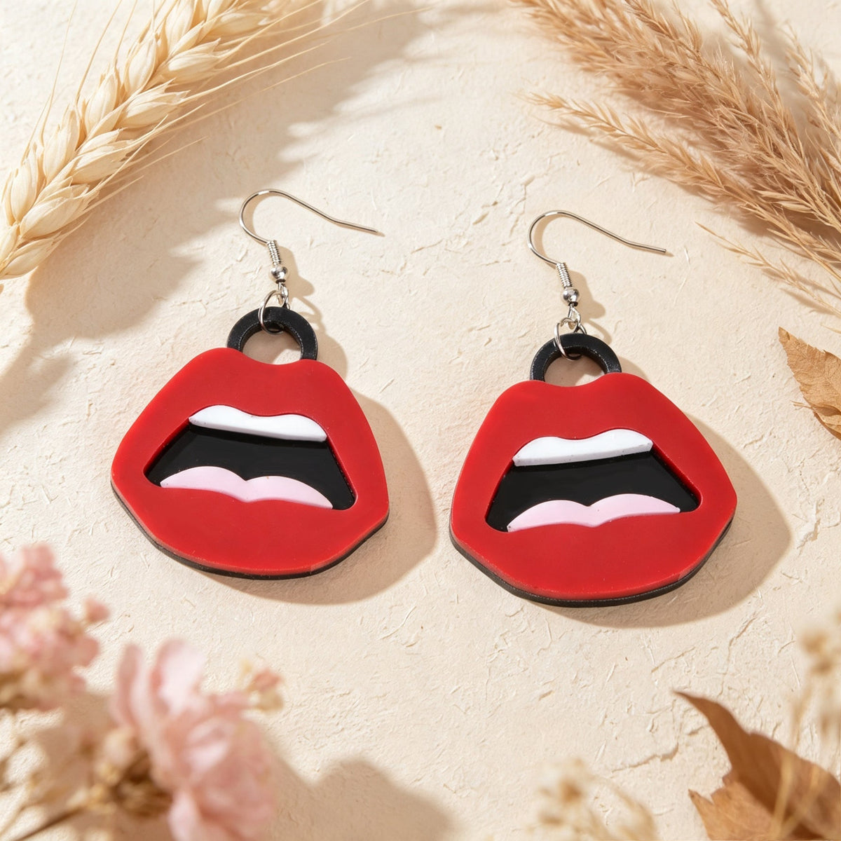 Y2k  Big Red Lips Earrings Halloween Jewelry Music Festival Party Club Cosplay Accessories-4
