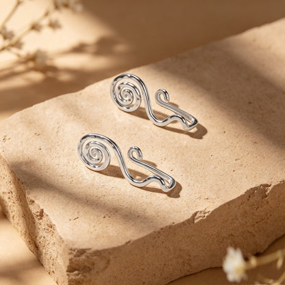2pcs Punk Silver No Piercing Clip‑On Earring Simple Ear Cuff Non‑Pierced Jewelry-3