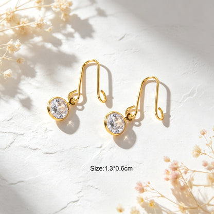 2PCS Luxury Elegant Shiny Rhinestone Drop Ear Cuffs Non Piercing Gold Ear Clips-3