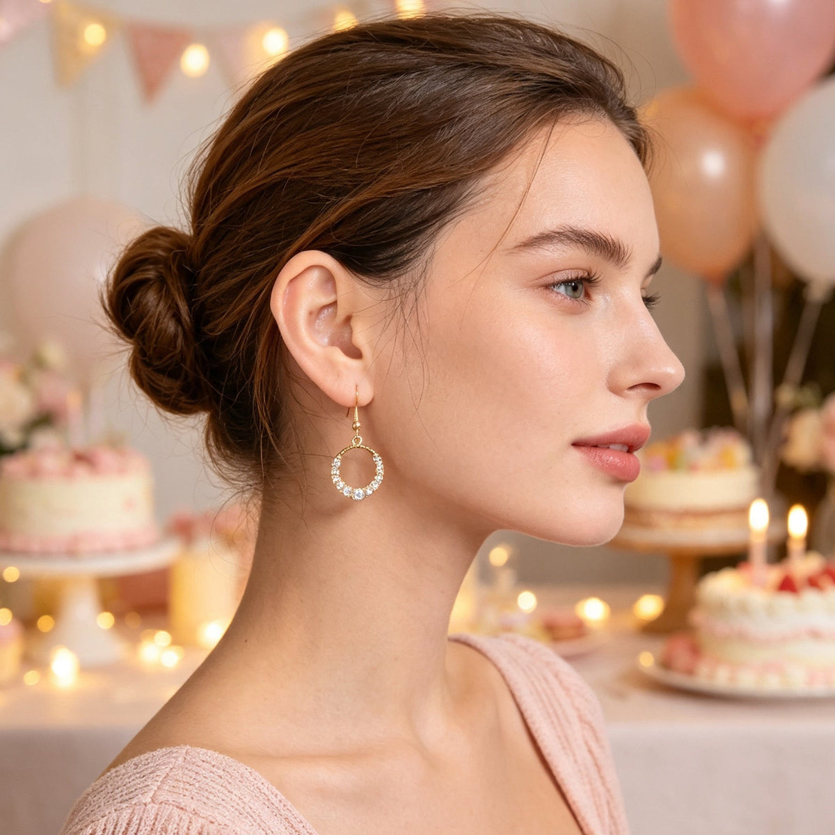 Luxurious Shiny Circle Dangle Earrings Elegant Jewelry for Wedding Dating Party Banquet-3