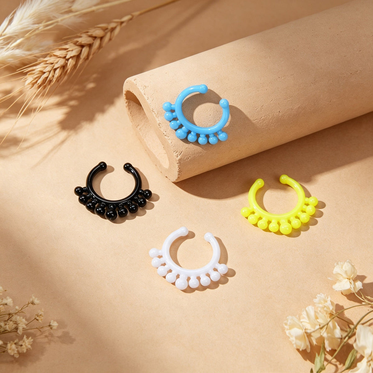 4pcs Y2K Colorful Ear Cuffs Non-Pierced Cartilage Ear Clips Punk Hip Hop Jewelry-3
