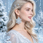 Christmas Silver Snowflake Dangle Hook Earrings Winter Holiday Party Jewellery-0