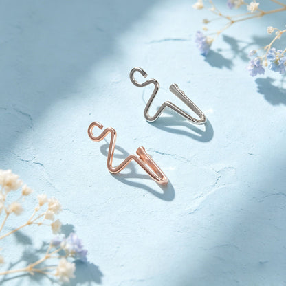 2pcs Dainty Summer Beach Zigzag Ear Cuffs No Piercing Silver Cartilage Ear Clips-3