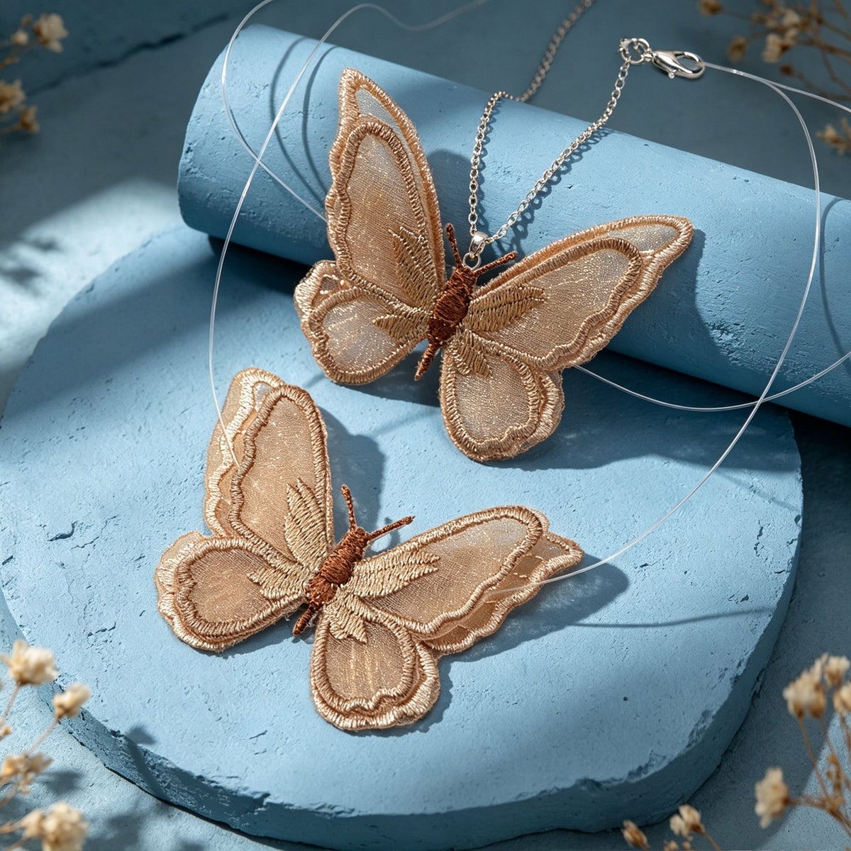 Fashion Spun Fabric Butterfly Thin Choker Necklace Party Holiday Jewellery Gift-3